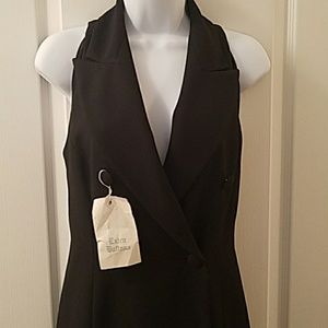 Hugo Buscati Beautiful black vested coat dress